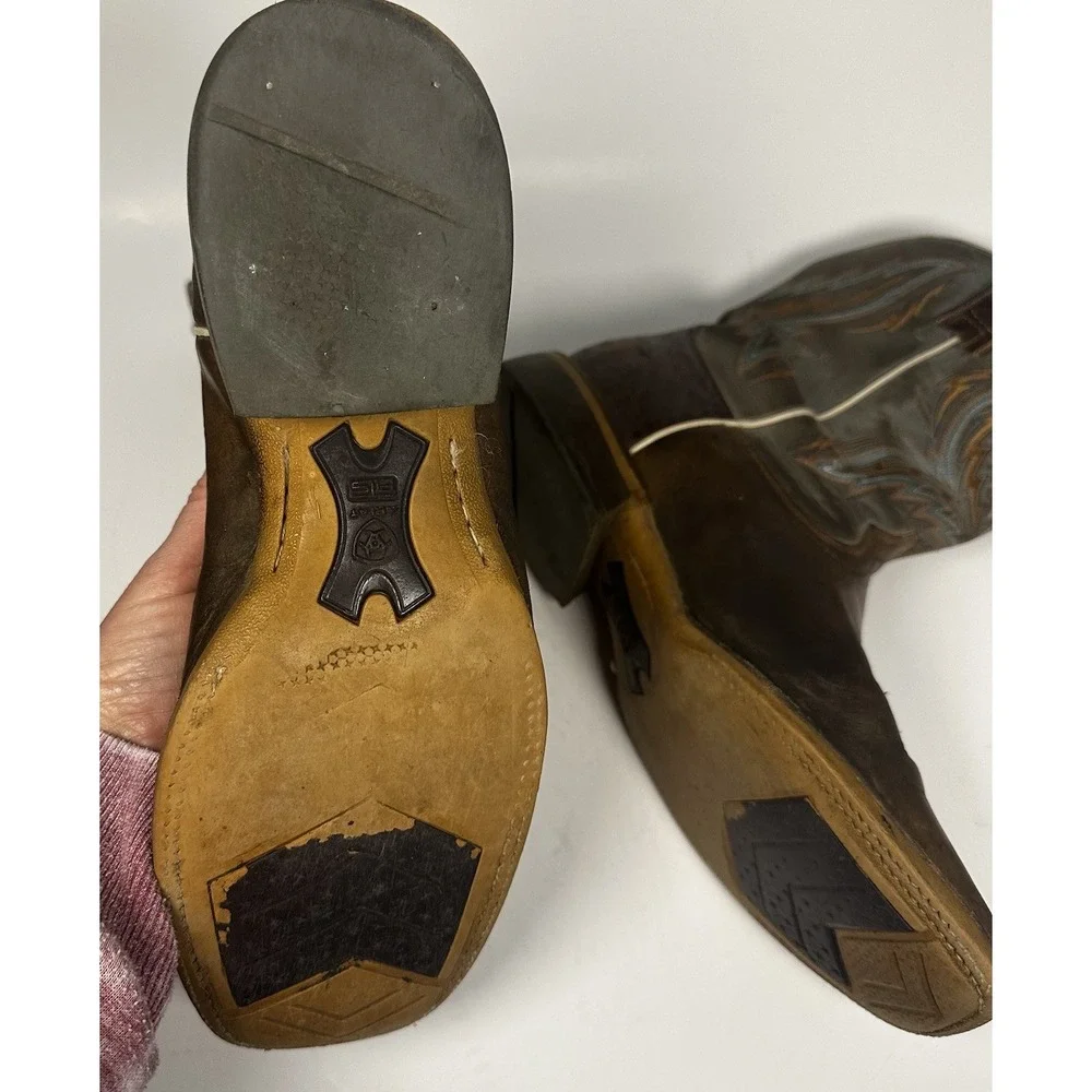 Ariat Arena Rebound‎ Men's 9.5D 10021679 Brown Blue Leather Square Toe Boots